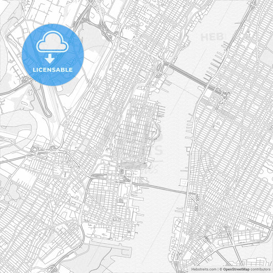 Hoboken, New Jersey, USA, bright outlined vector map
