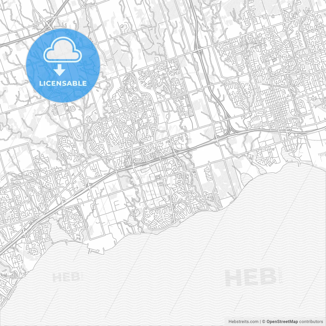 Ajax, Ontario, Canada, bright outlined vector map