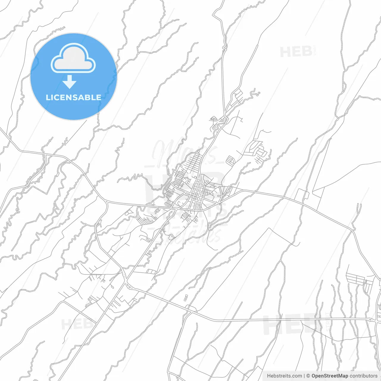 Santa Lucía Cotzumalguapa, Escuintla, Guatemala, bright outlined vector map