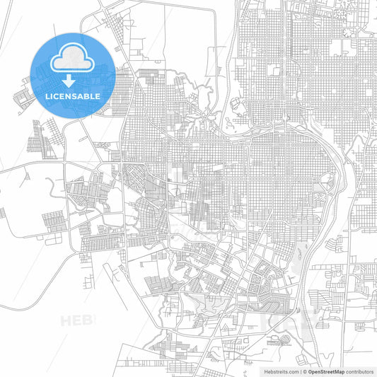 Nuevo Laredo, Tamaulipas, Mexico, bright outlined vector map