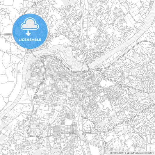 Louisville, Kentucky, USA, bright outlined vector map