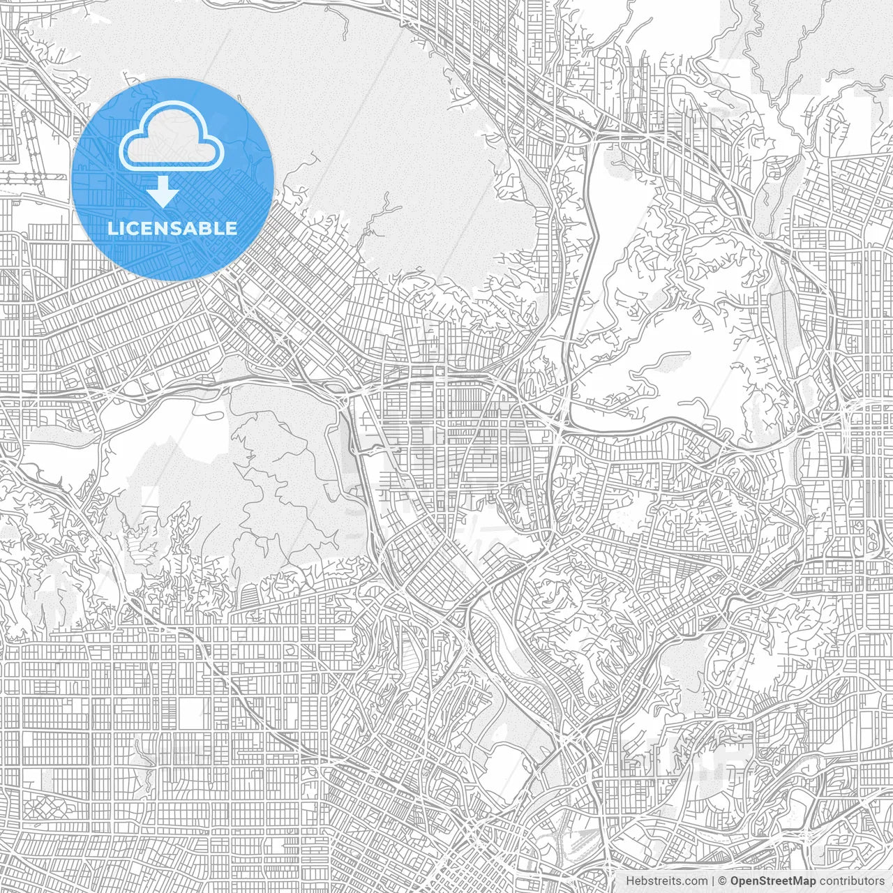 Glendale, California, USA, bright outlined vector map