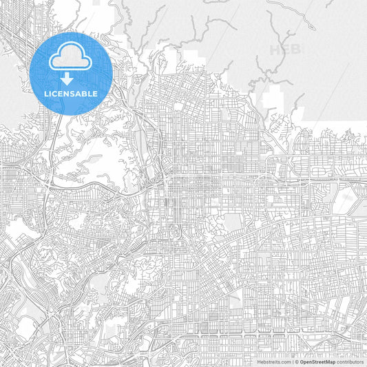 Pasadena, California, USA, bright outlined vector map