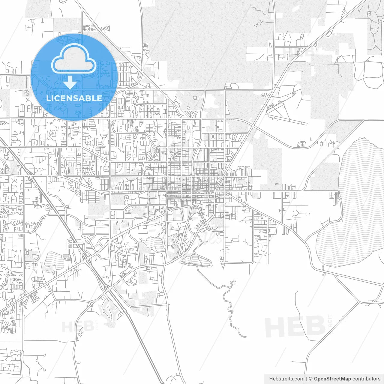 Gainesville, Florida, USA, bright outlined vector map