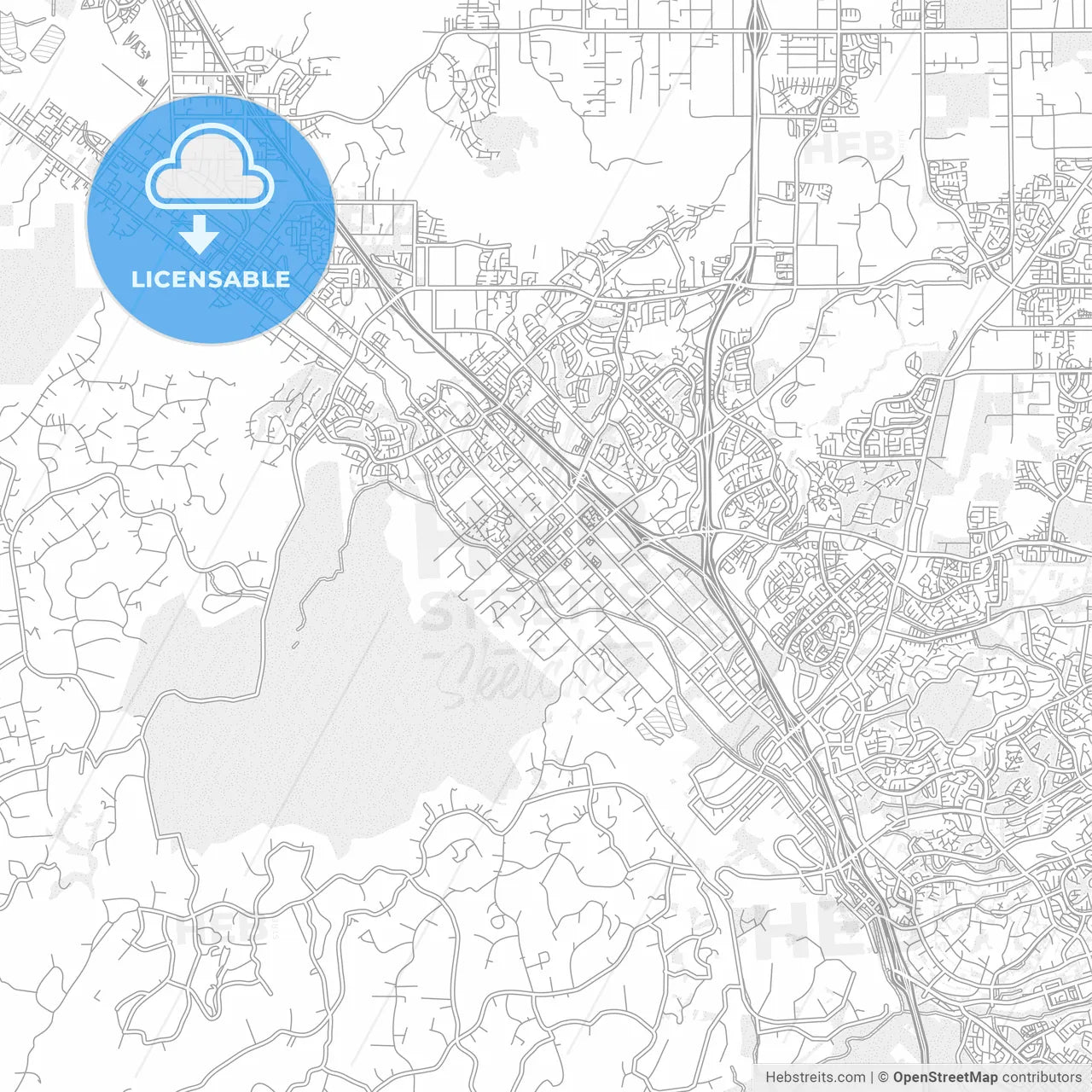 Murrieta, California, USA, bright outlined vector map