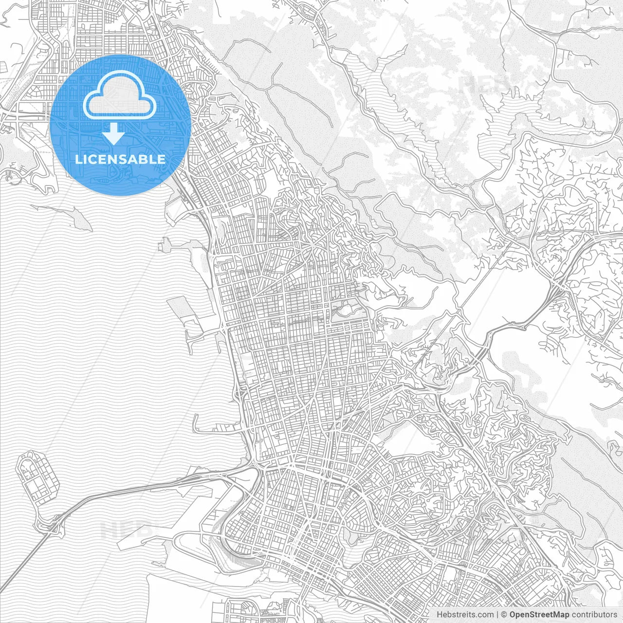 Berkeley, California, USA, bright outlined vector map