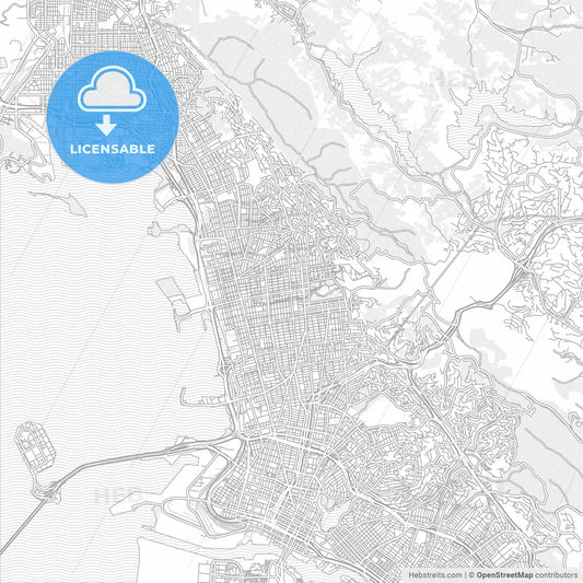 Berkeley, California, USA, bright outlined vector map