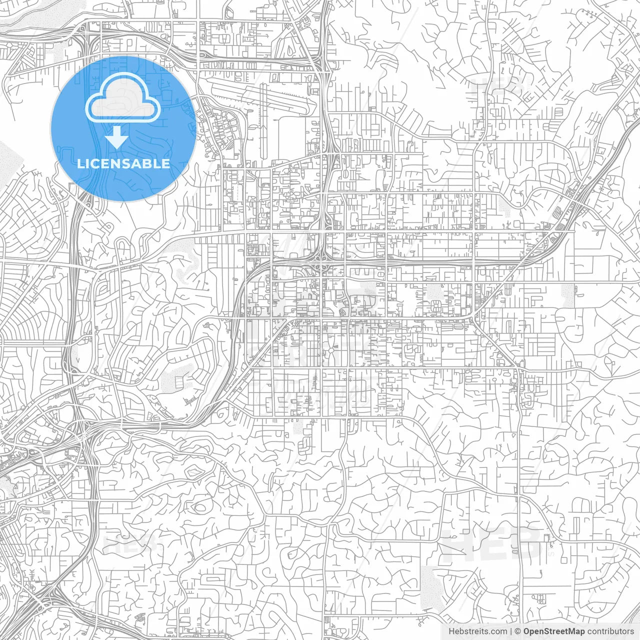 El Cajon, California, USA, bright outlined vector map