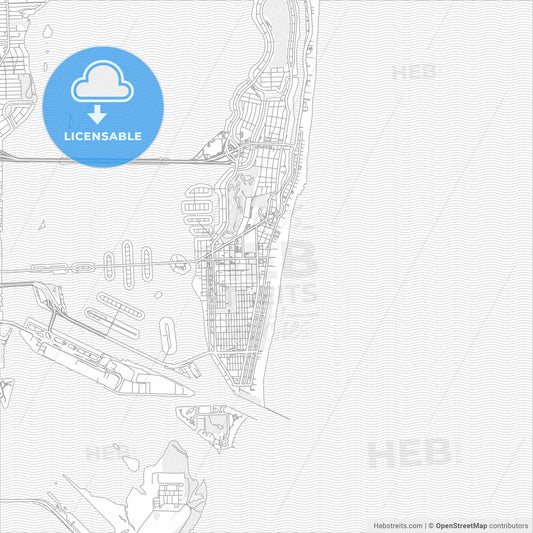 Miami Beach, Florida, USA, bright outlined vector map