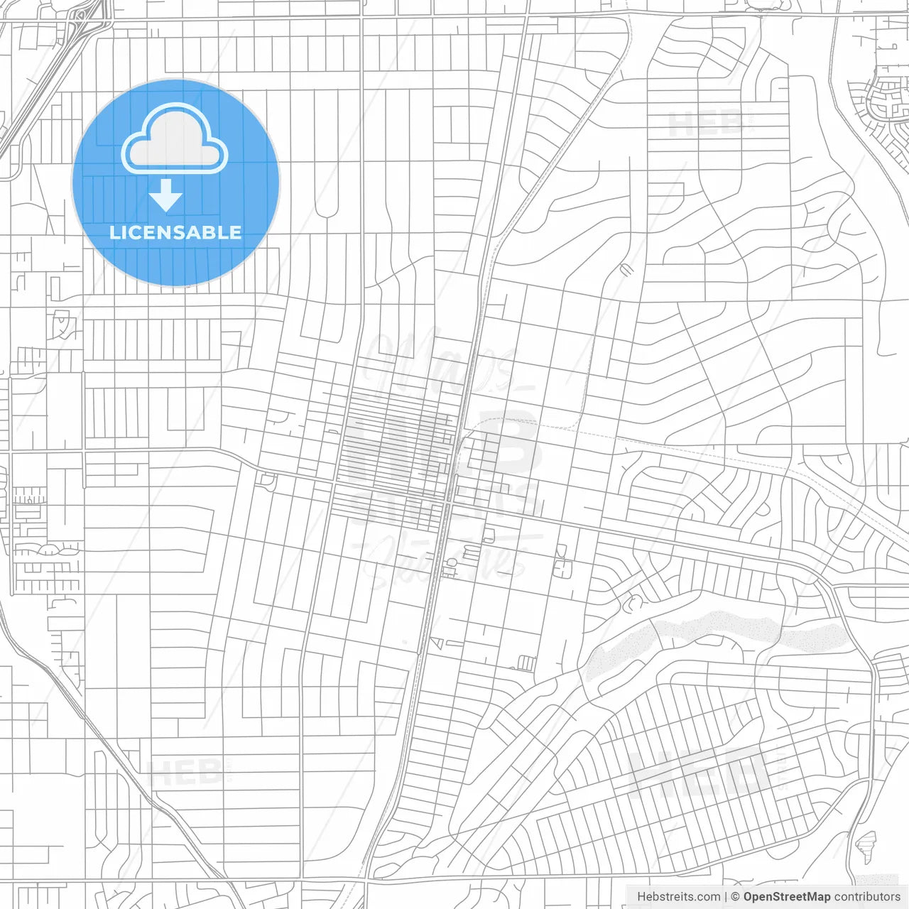 Hesperia, California, USA, bright outlined vector map