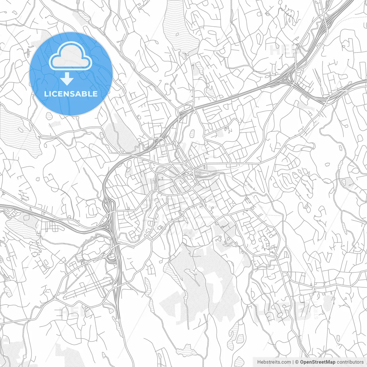 Danbury, Connecticut, USA, bright outlined vector map