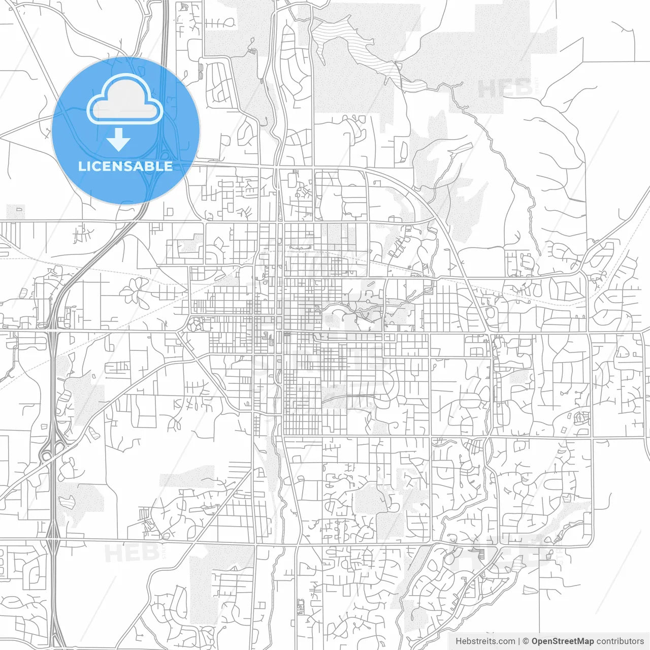 Bloomington, Indiana, USA, bright outlined vector map