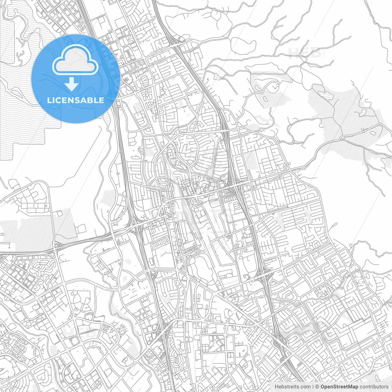 Milpitas, California, USA, bright outlined vector map