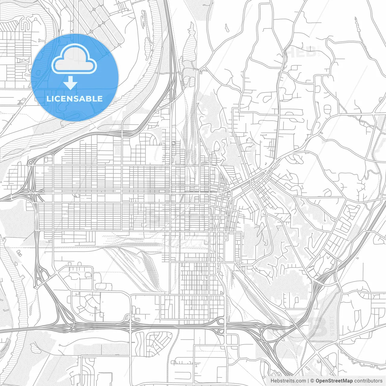 Council Bluffs, Iowa, USA, bright outlined vector map