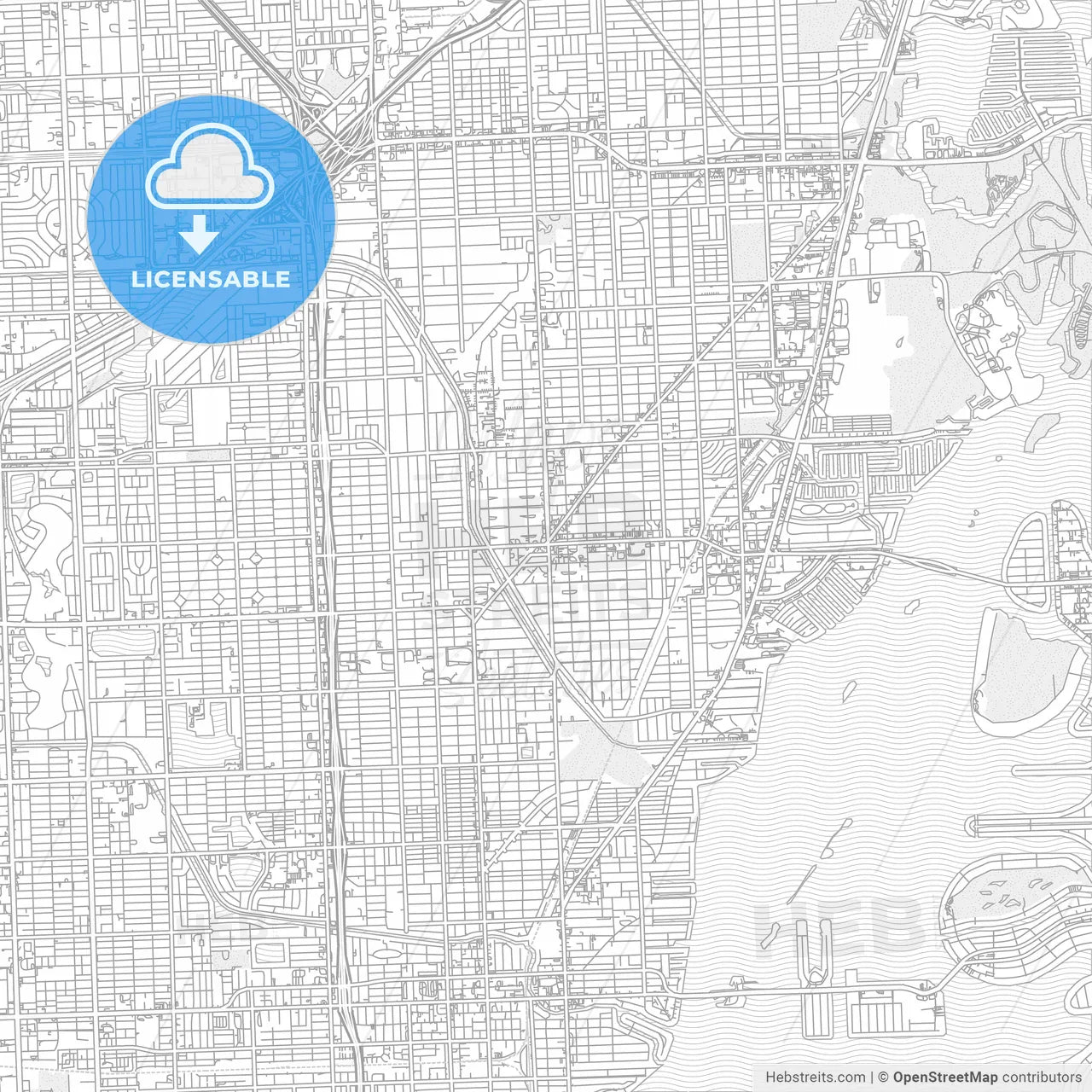 North Miami, Florida, USA, bright outlined vector map