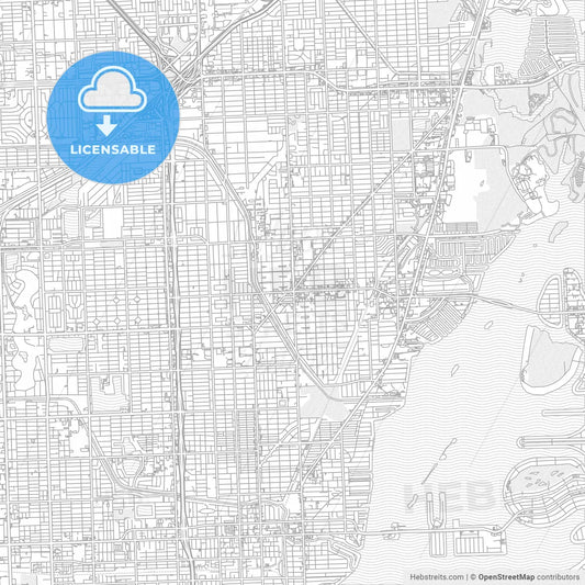 North Miami, Florida, USA, bright outlined vector map