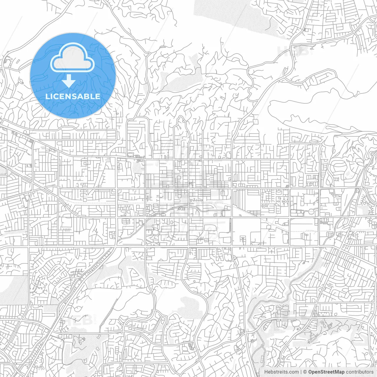 La Habra, California, USA, bright outlined vector map