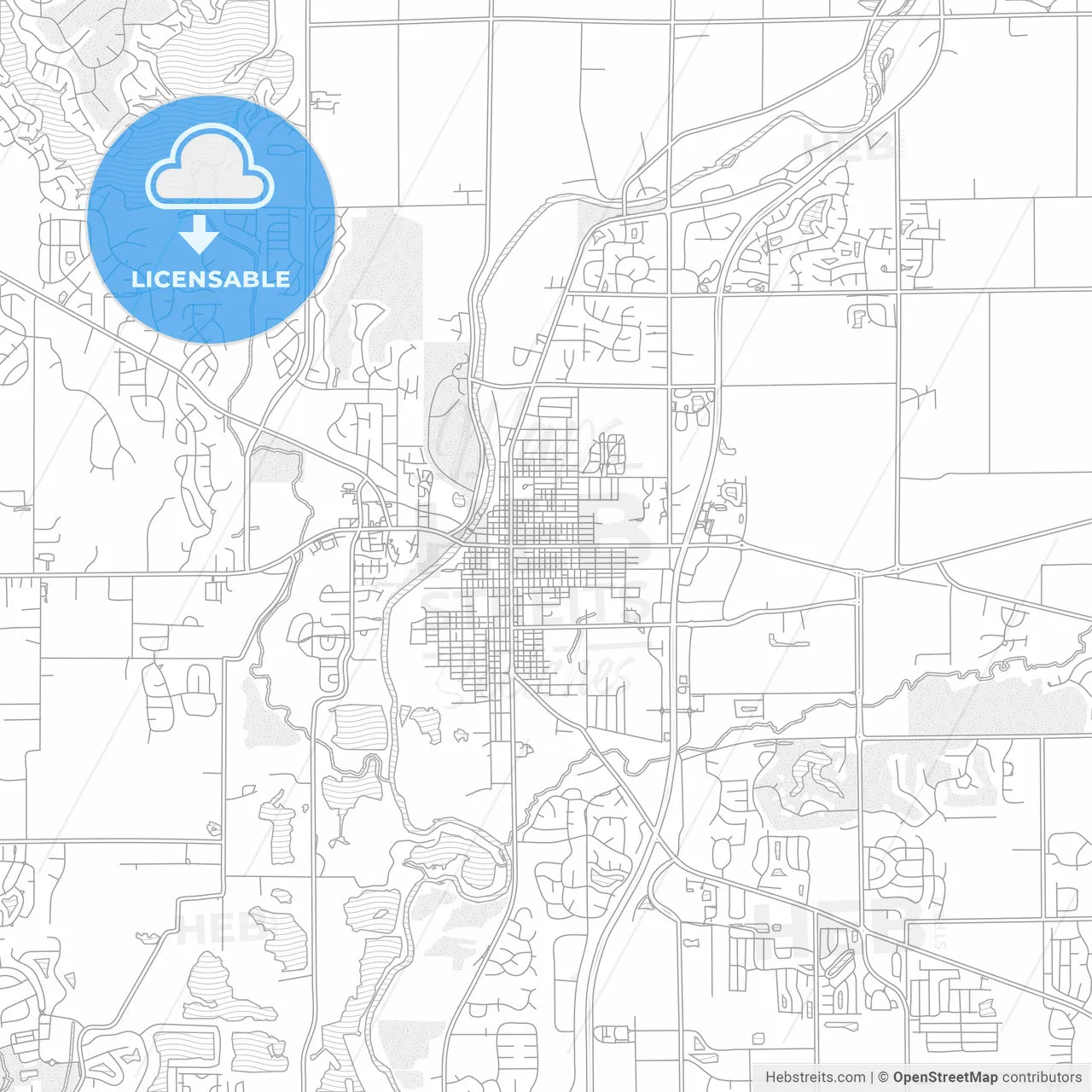 Noblesville, Indiana, USA, bright outlined vector map