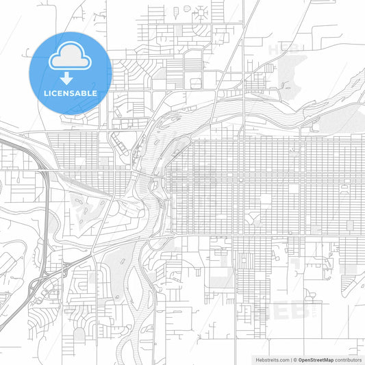 Great Falls, Montana, USA, bright outlined vector map