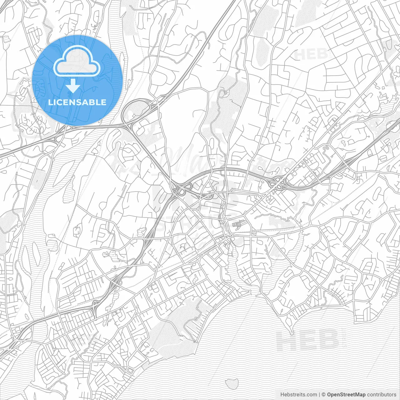 Milford, Connecticut, United States of America, bright outlined vector map