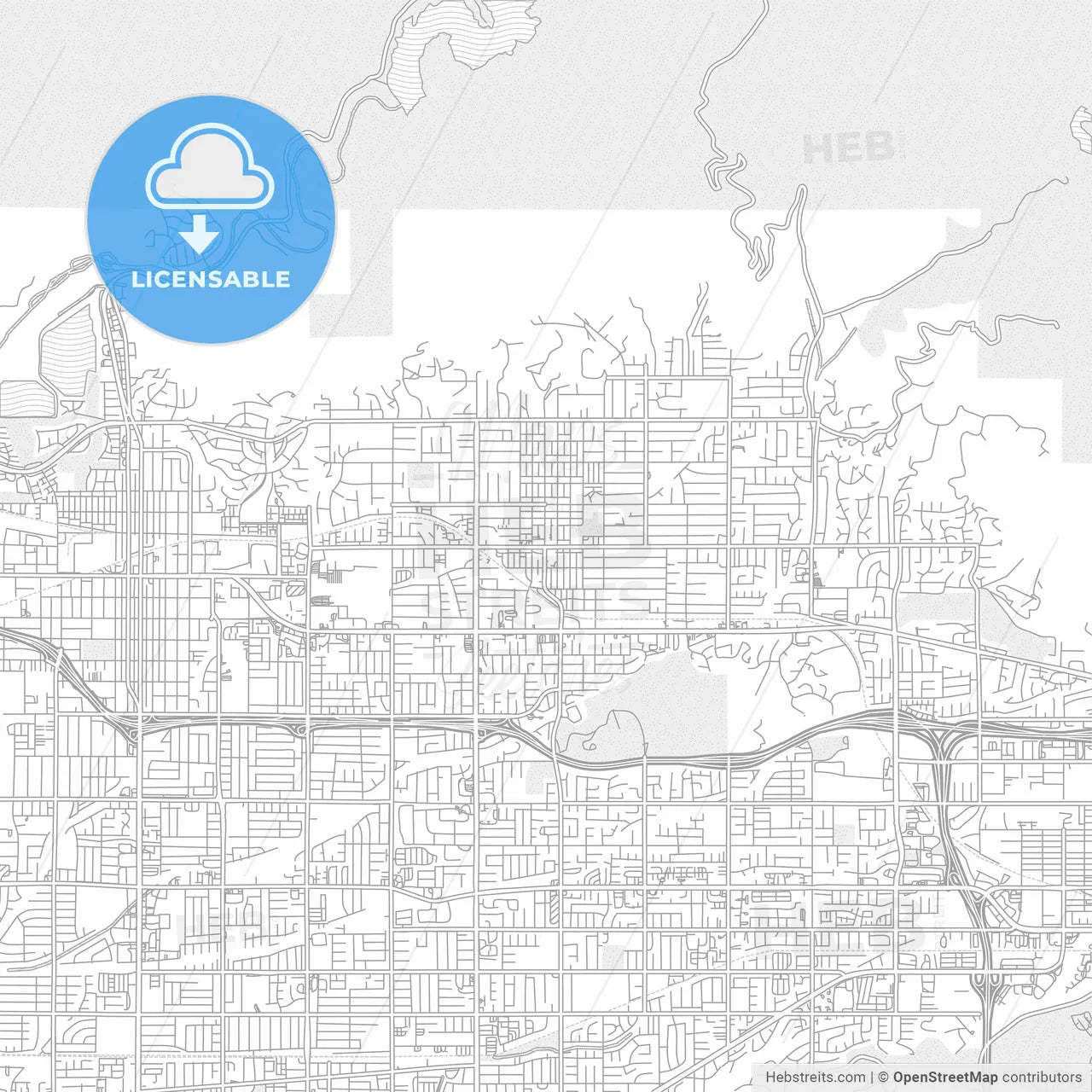 Glendora, California, United States of America, bright outlined vector map