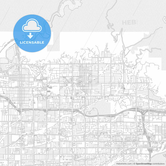 Glendora, California, United States of America, bright outlined vector map