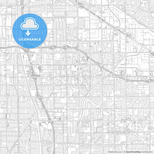 Cerritos, California, United States of America, bright outlined vector map