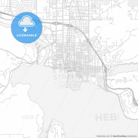 Coeur d Alene, Idaho, United States of America, bright outlined vector map