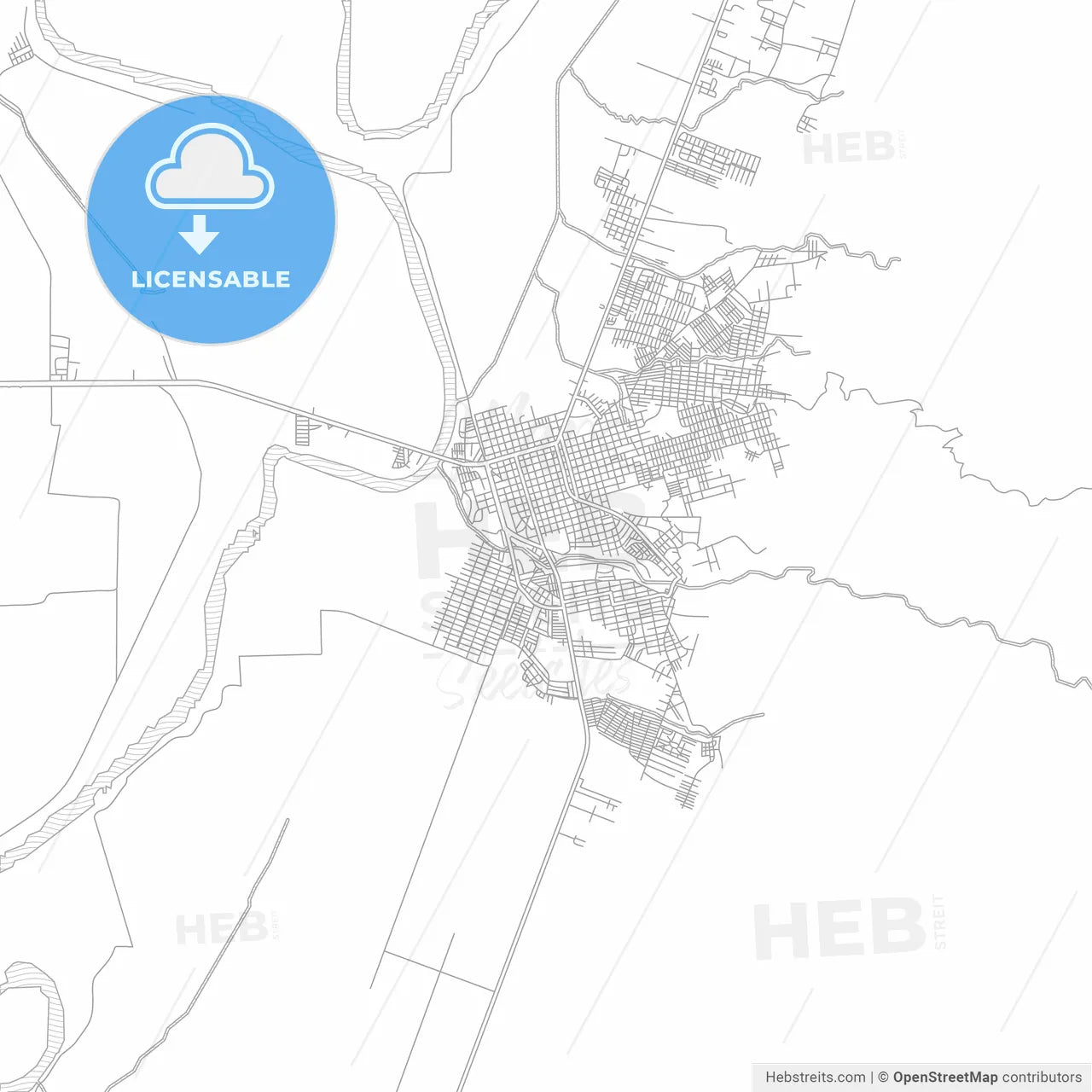El Progreso, Yoro, Honduras, bright outlined vector map