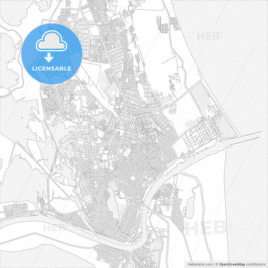 Ciudad Madero, Tamaulipas, Mexico, bright outlined vector map