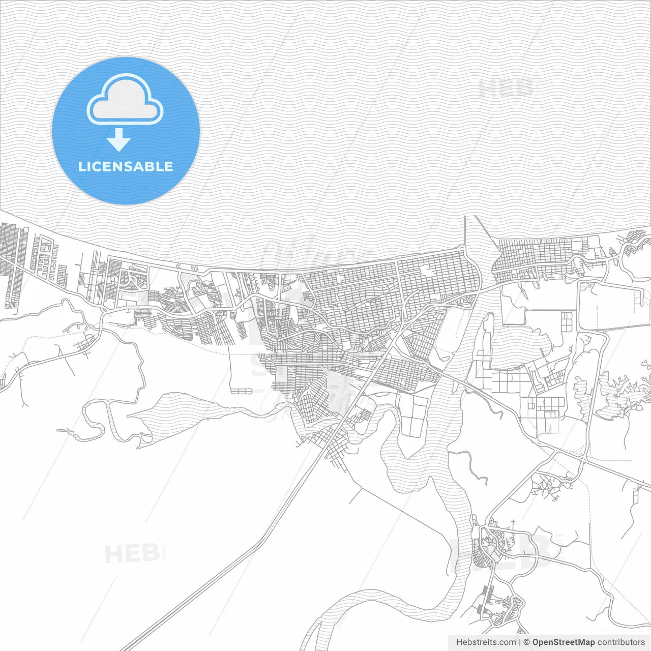 Coatzacoalcos, Veracruz, Mexico, bright outlined vector map