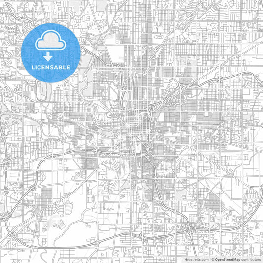 Indianapolis, Indiana, USA, bright outlined vector map