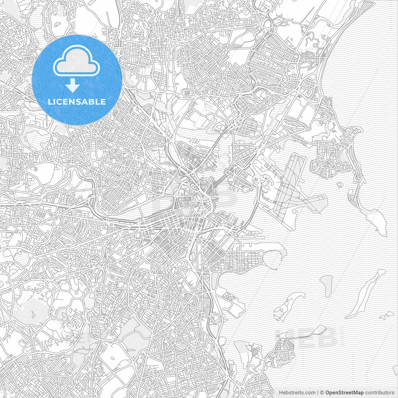 Boston, Massachusetts, USA, bright outlined vector map