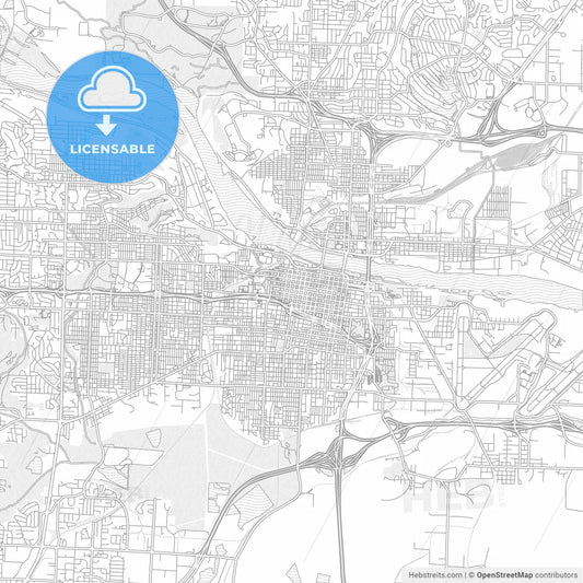 Little Rock, Arkansas, USA, bright outlined vector map