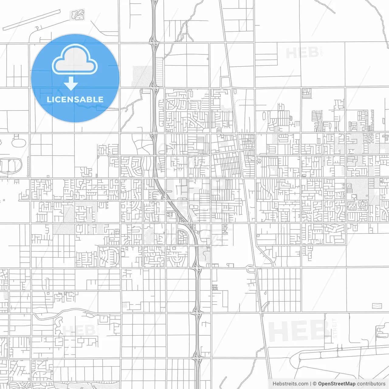 Lancaster, California, USA, bright outlined vector map