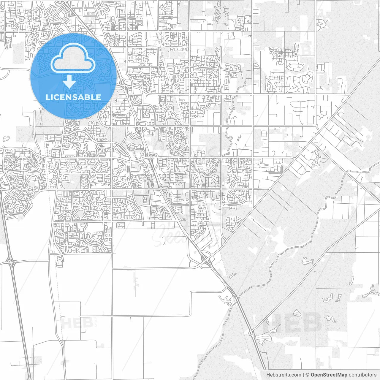 Elk Grove, California, USA, bright outlined vector map