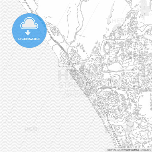 Oceanside, California, USA, bright outlined vector map