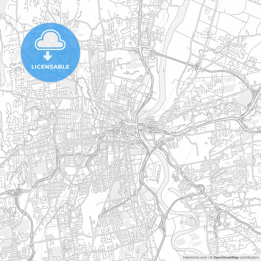 Hartford, Connecticut, USA, bright outlined vector map