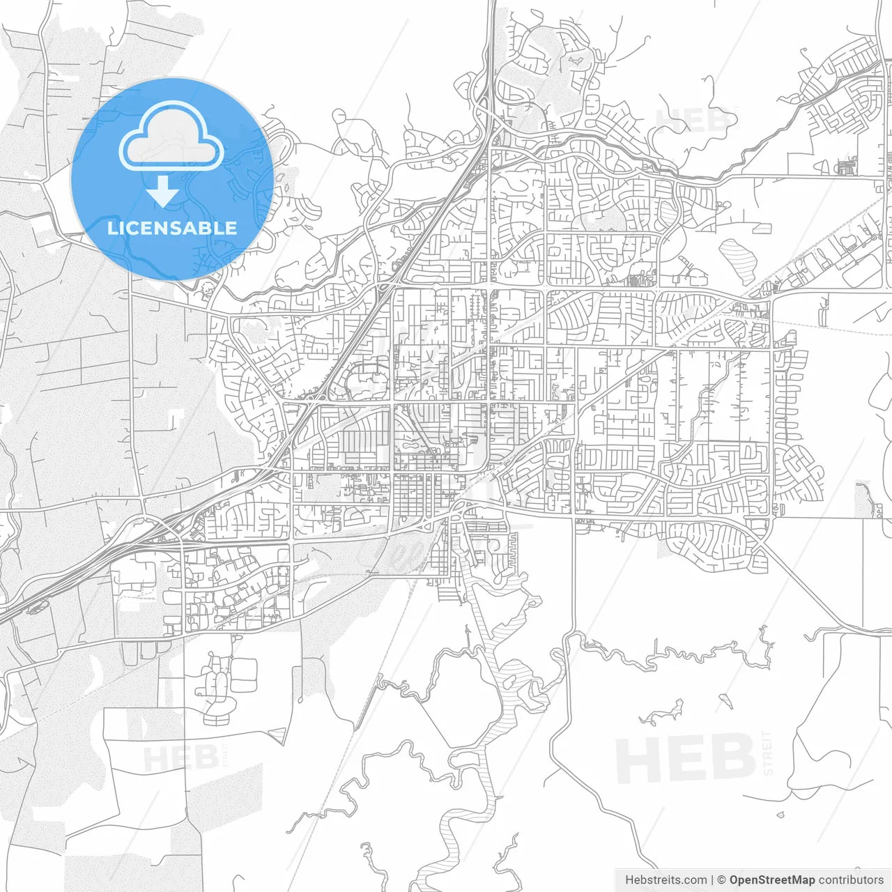 Fairfield, California, USA, bright outlined vector map