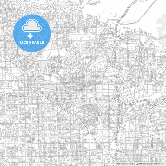 Fullerton, California, USA, bright outlined vector map
