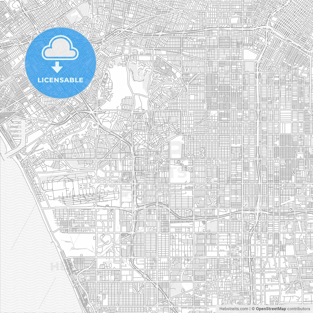 Inglewood, California, USA, bright outlined vector map