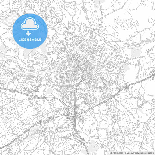 Lowell, Massachusetts, USA, bright outlined vector map
