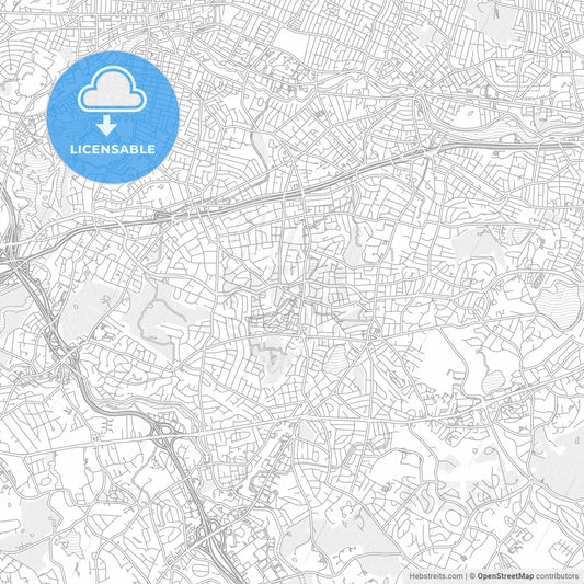 Newton, Massachusetts, USA, bright outlined vector map