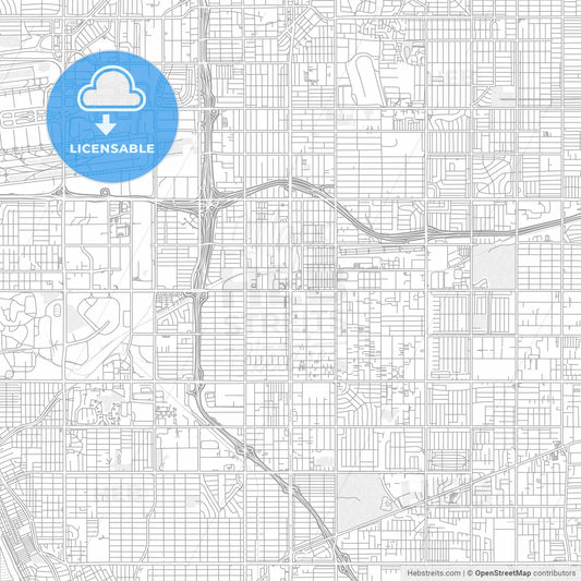Hawthorne, California, USA, bright outlined vector map