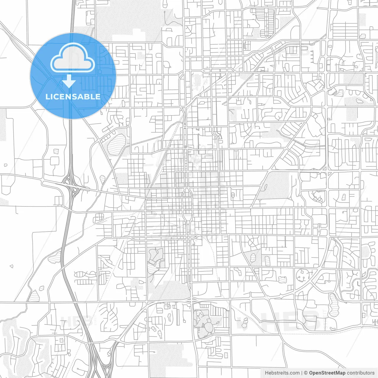 Bloomington, Illinois, USA, bright outlined vector map
