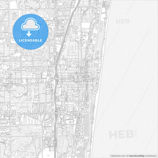 Delray Beach, Florida, USA, bright outlined vector map
