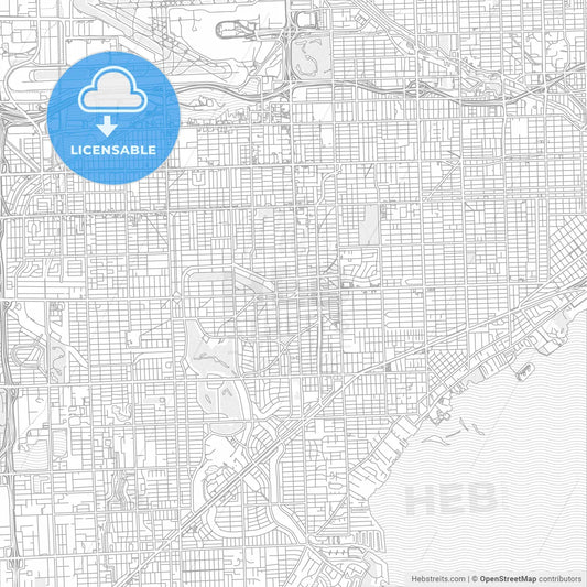 Coral Gables, Florida, United States of America, bright outlined vector map