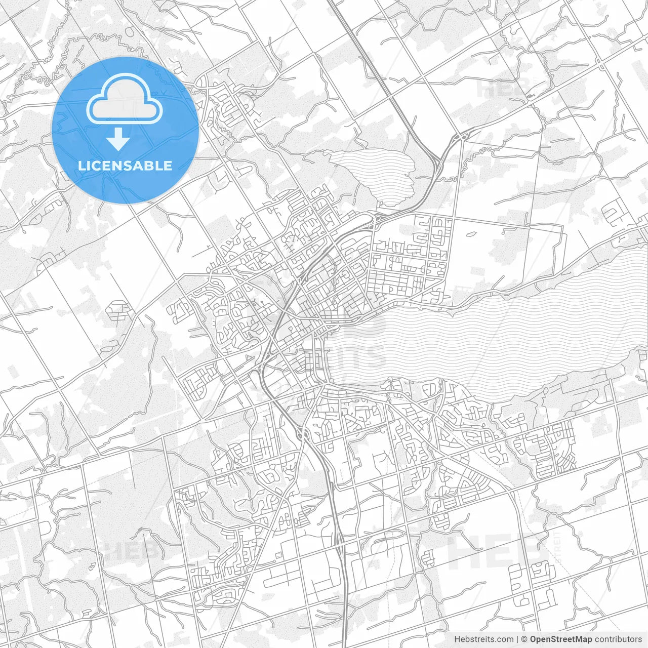 Barrie, Ontario, Canada, bright outlined vector map