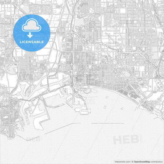 Long Beach, California, USA, bright outlined vector map