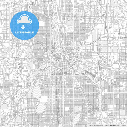 Minneapolis, Minnesota, USA, bright outlined vector map